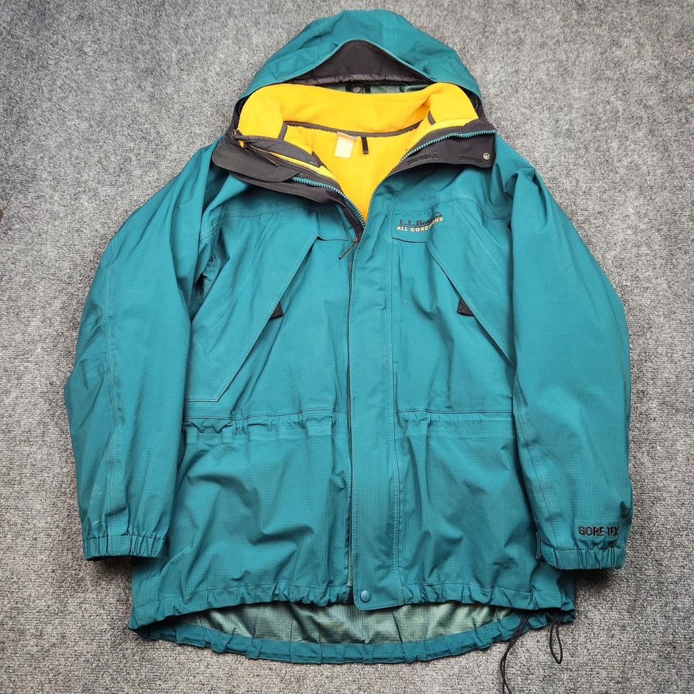 Vintage L.L. Bean‎ All Conditions Jacket Mens XLT Green Gore-Tex 3-in-1 90s Coat
